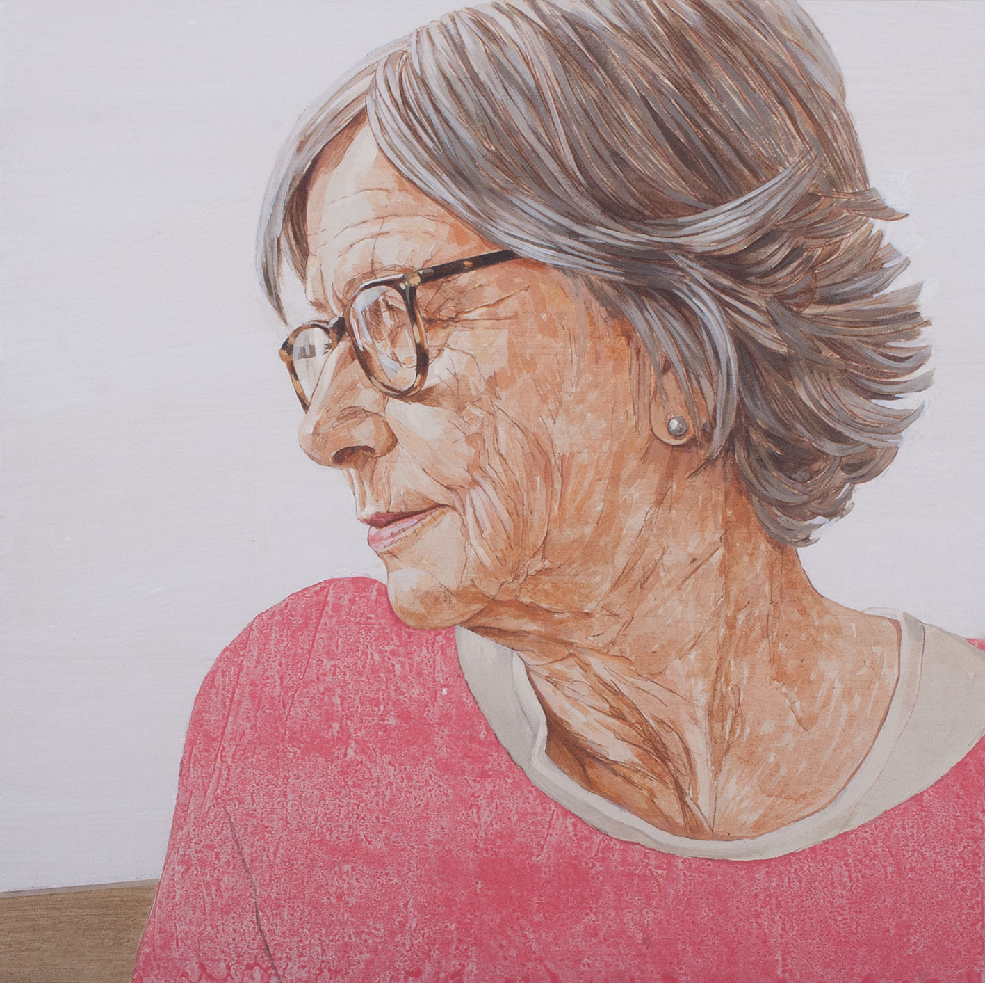 Retrato de María Luisa Zamora, 2018.Acrílico sobre tabla, 30 x 30 cm.